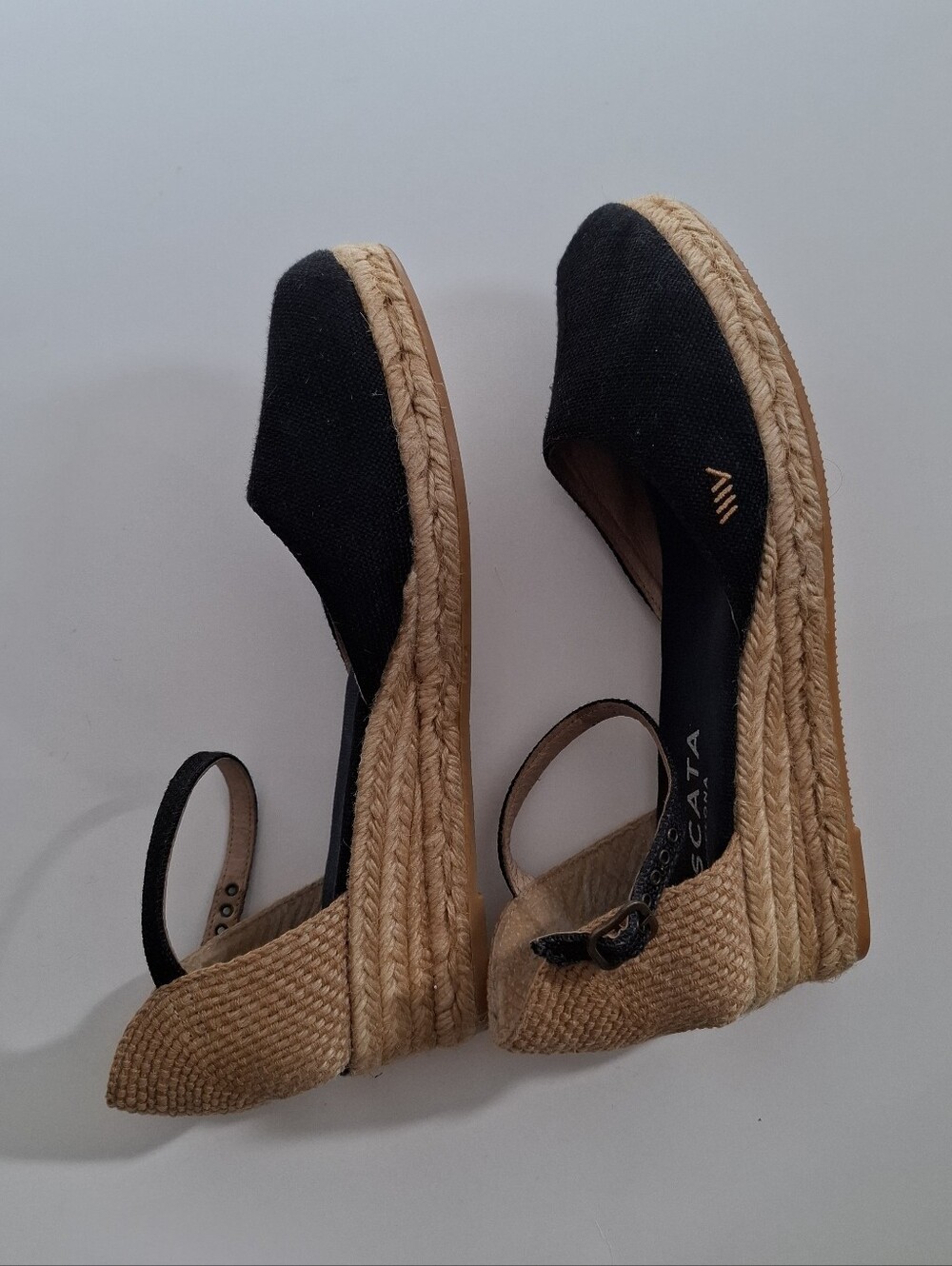Viscata Barcelona Black Espadrille Ankle-Strap Flats SZ EU 41/US 10.5
